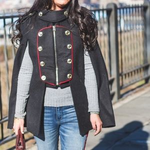 QUAINT Official Navy + Red Military Cape Coat